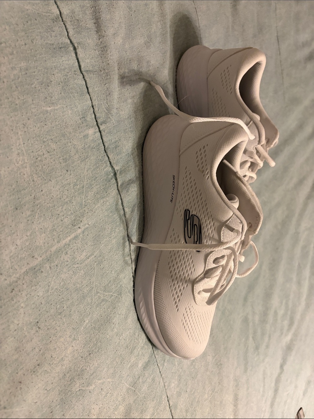 Skechers All-White Lace-Up Mesh Trainers